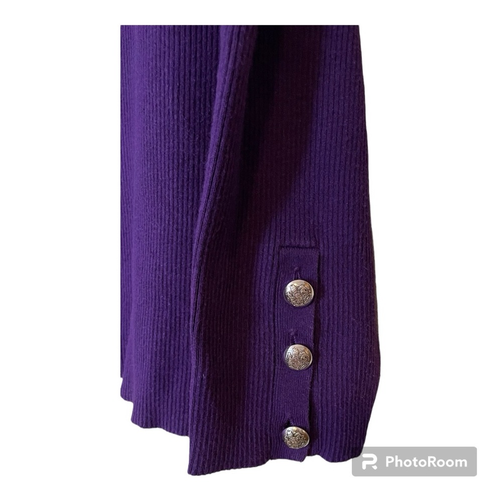 Lauren Ralph Lauren Purple Sweater with Silver Buttons on Sleeves Size 2X - Picture 4 of 8